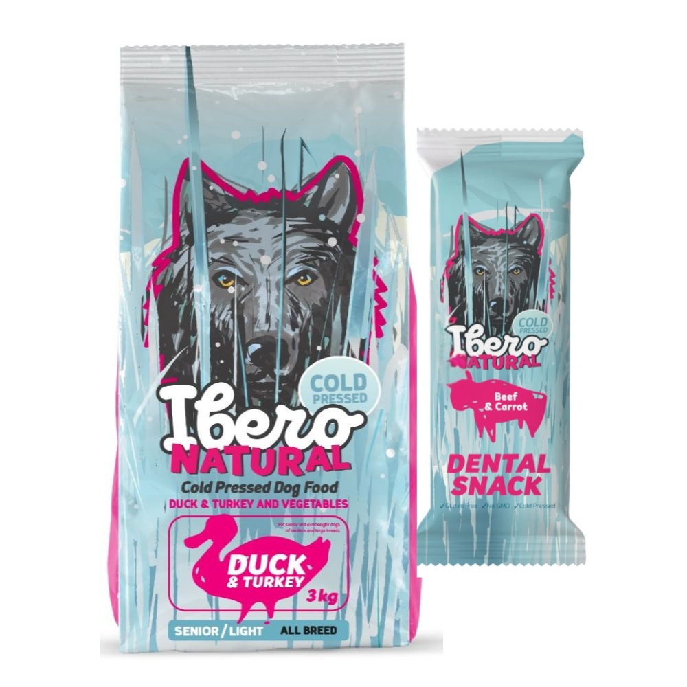 Levně Ibero Senior balíček pro kachnu/krůtu hovězí dentální Pamlsek