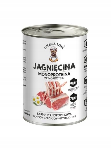 4x Kuchyně šéfkuchaře Monoproteinové Krmivo mokré pro psa Jehněčí 400g
