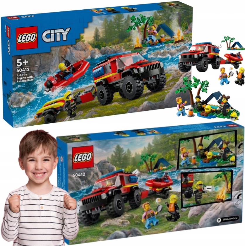 Lego City Woz Strazacki Lodz Ratownicza Straz Pozarna Lodka Lodz Terenowka