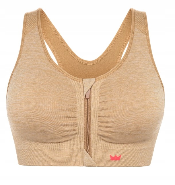 Stanik Sportowy Top Shefit Beżowy Zapinany Z Przodu 6XL