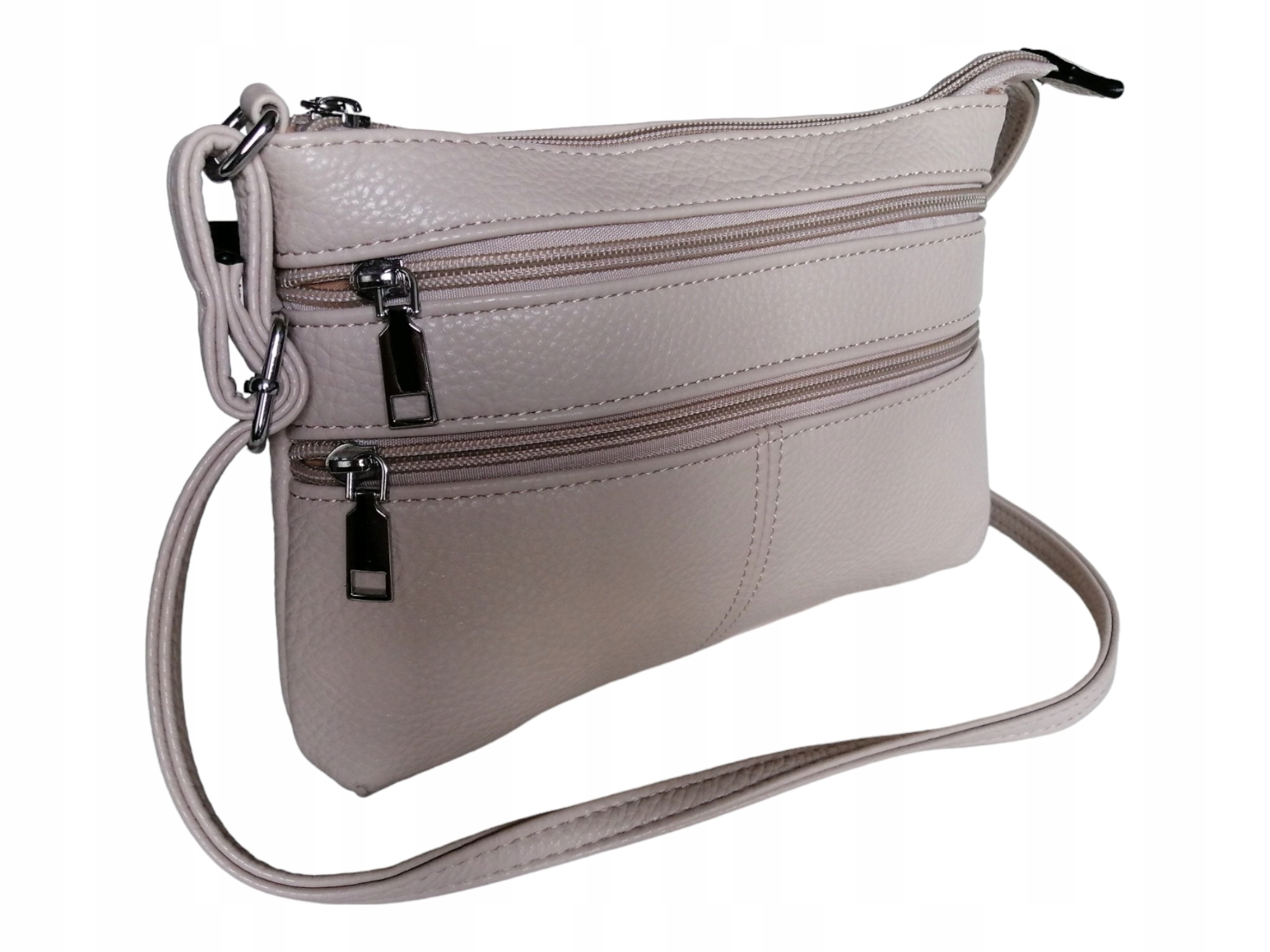 LISTONOSZKA NA RAMIĘ - KLASYCZNA TOREBKA DAMSKA - BEŻOWA DAMSKA TOREBKA