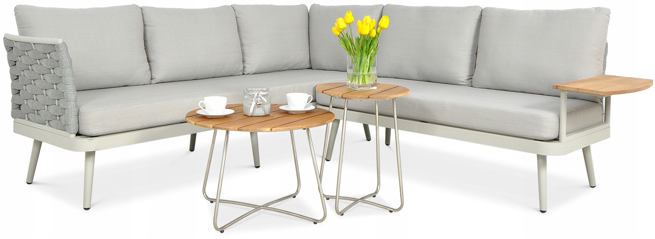 Duży Narożnik Ogrodowy RENO Aluminium 6 osobowy