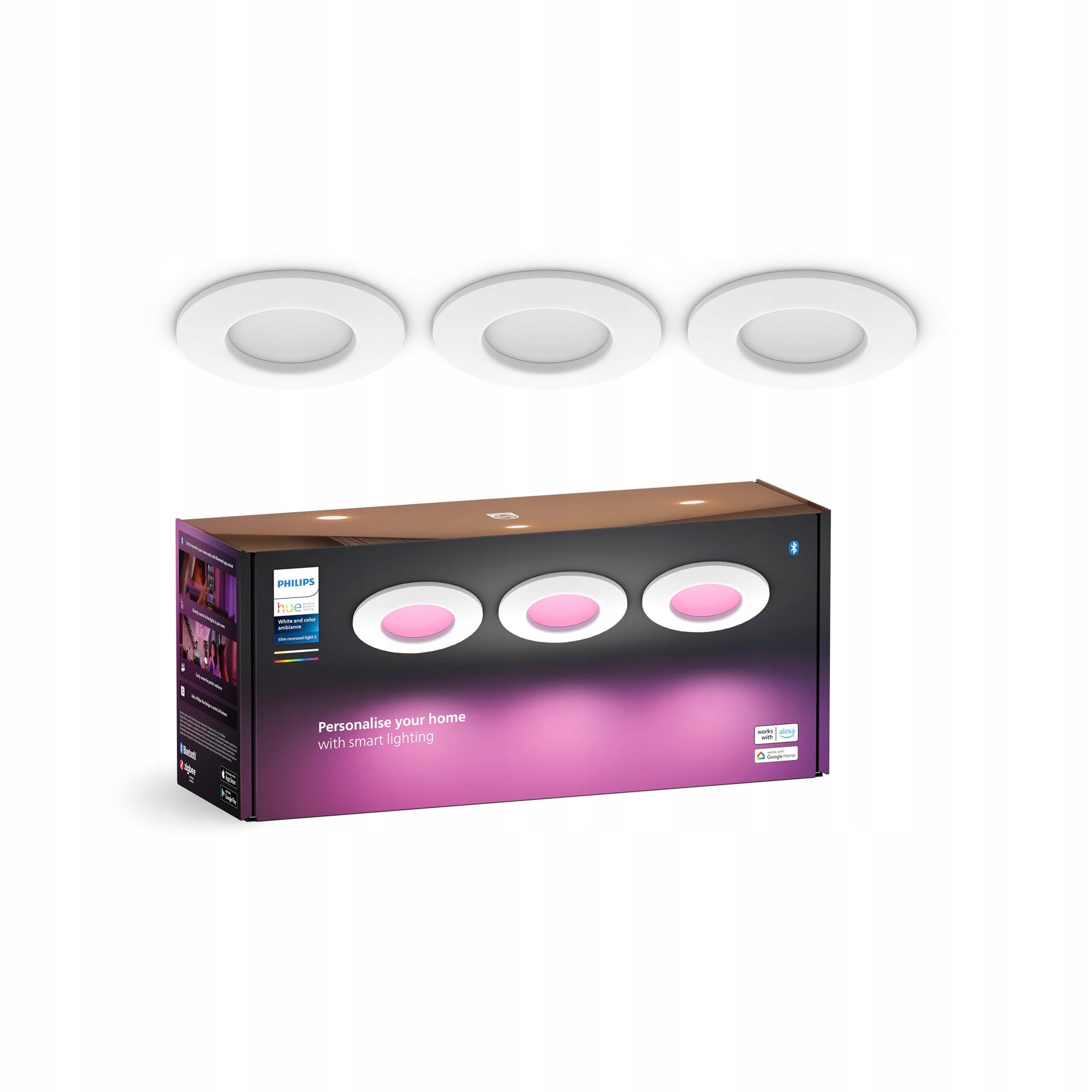 Philips Hue Smart Oprawa Podtynkowa Lampa Sufitowa Wpuszczana Led 3 sztuki