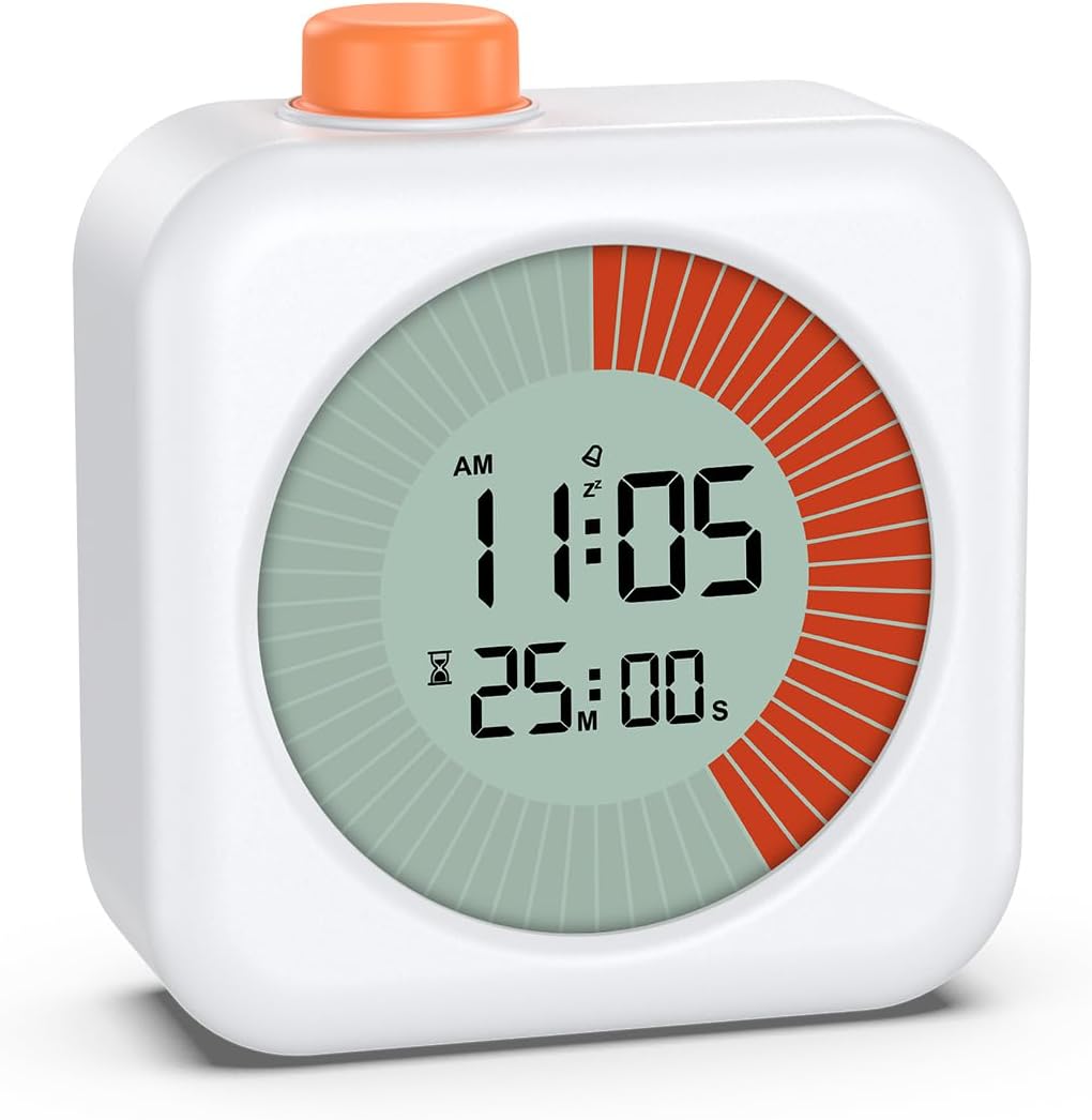 60-minutový černý vizuální časovač 3v1 – Hodiny, minutka a budík