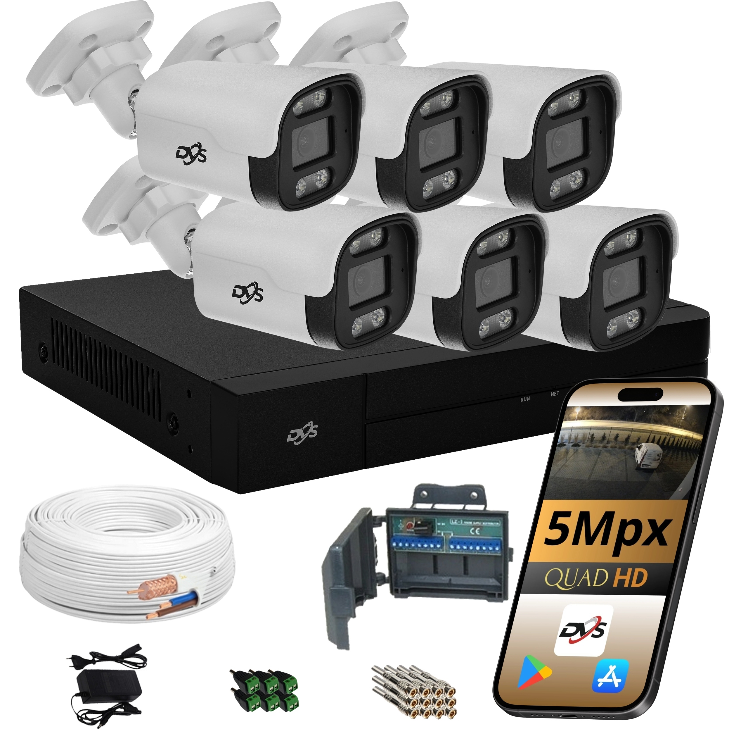 Sada 6 Venkovních Analogových Monitorovacích Kamer Pro 5Mpx Tubu Dvs