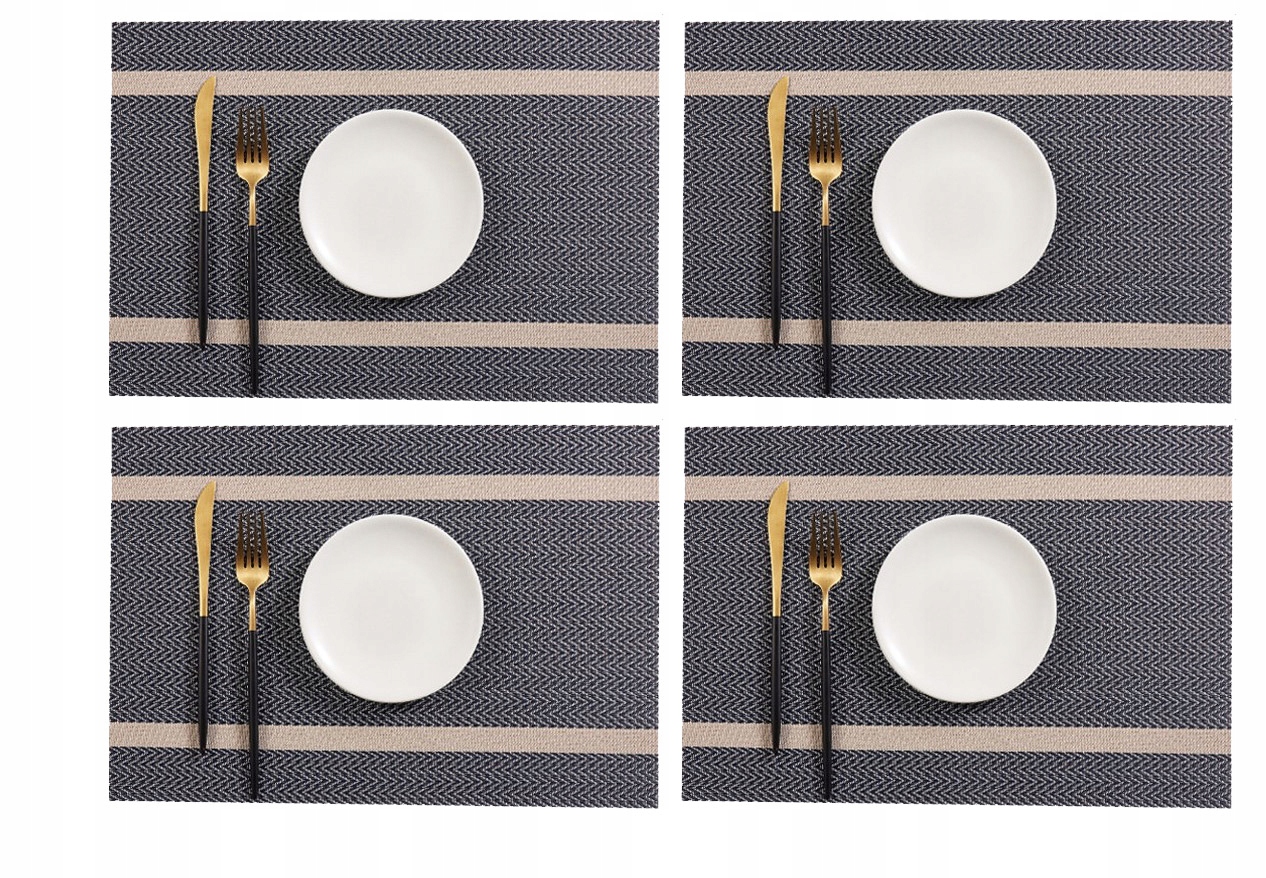 

Podkładka Na Stół Grafit Złota Prostokąt Zestaw 4