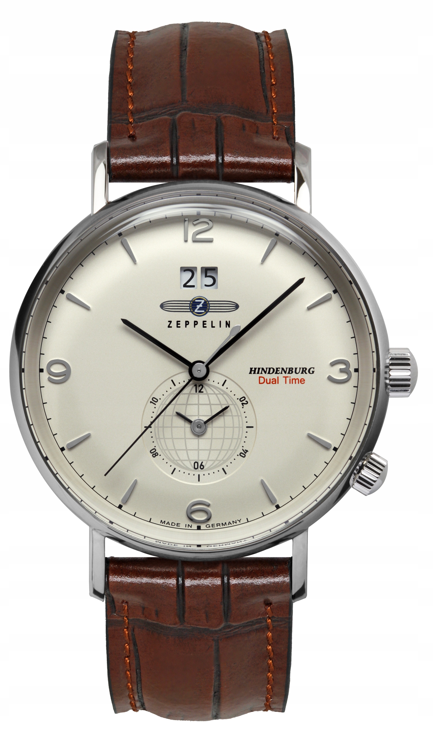 Nové Originální Pánské hodinky Zeppelin Hindenburg 8044-5 stříbrný pásek data