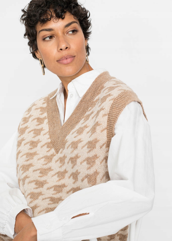 BONPRIX BEZRĘKAWNIK DAMSKI SWETERKOWY oversize R.S J129113 Rozmiar S