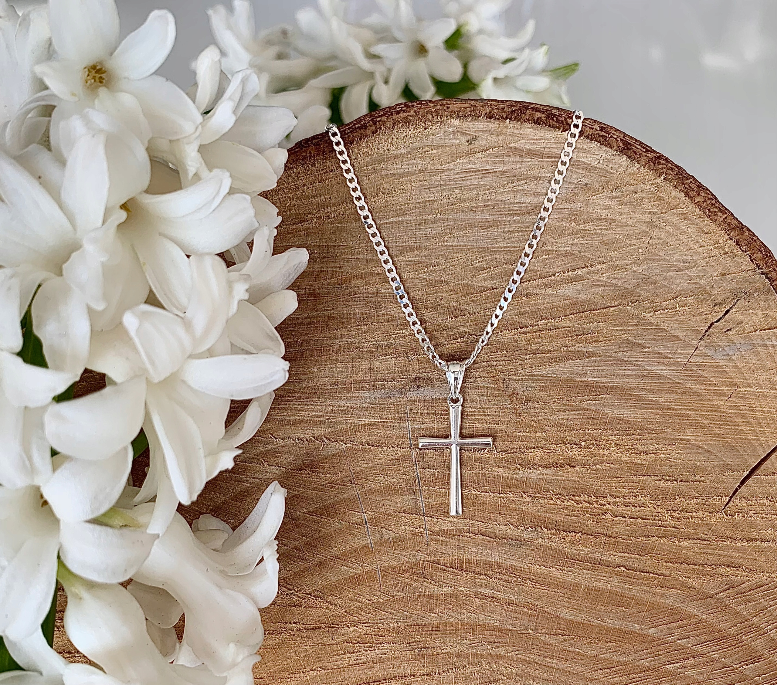 SREBRNY ŁAŃCUSZEK PANCERKA 50cm + KRZYŻYK ZESTAW NA KOMUNIĘ CHRZEST Kod producenta 1FEE-680F8