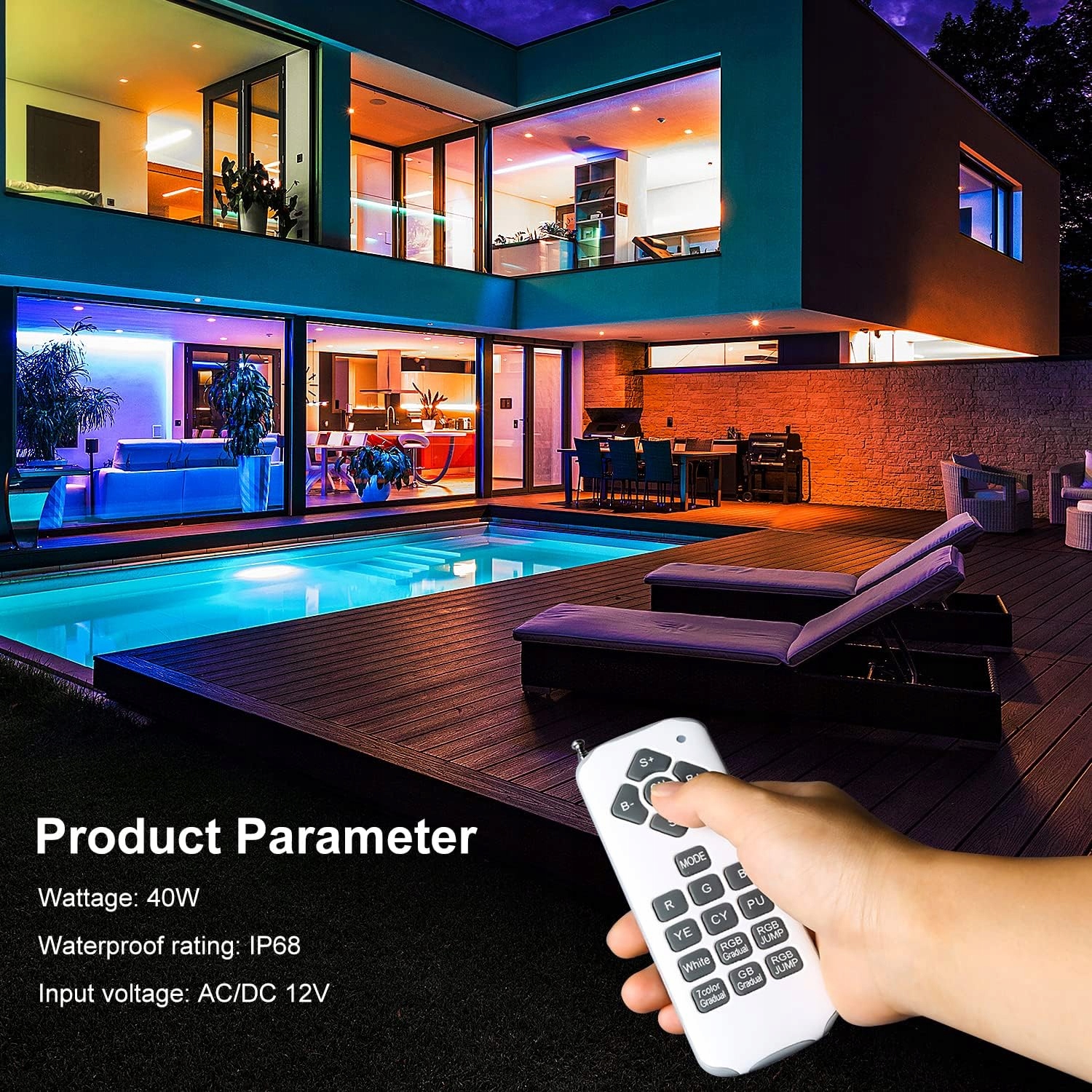OŚWIETLENIE BASENOWE LED 40W Kolor RGB Marka inna