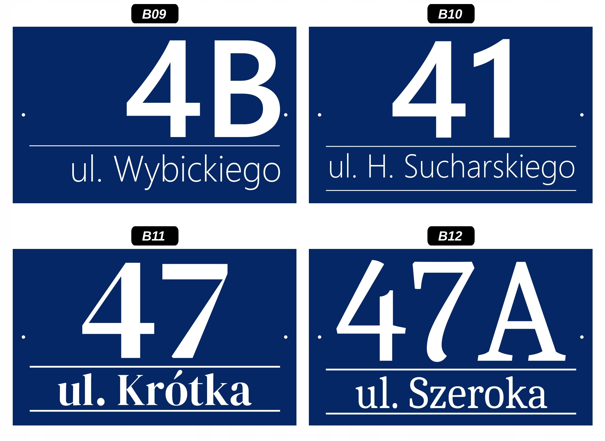TABLICZKA ADRESOWA DUŻA NIEBIESKA - METALOWA -UV Materiał inny materiał