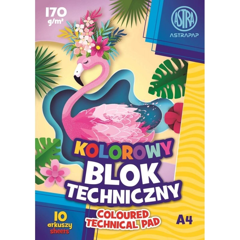 Astra Blok Techniczny Kolorowy A4 10 kartek 170g