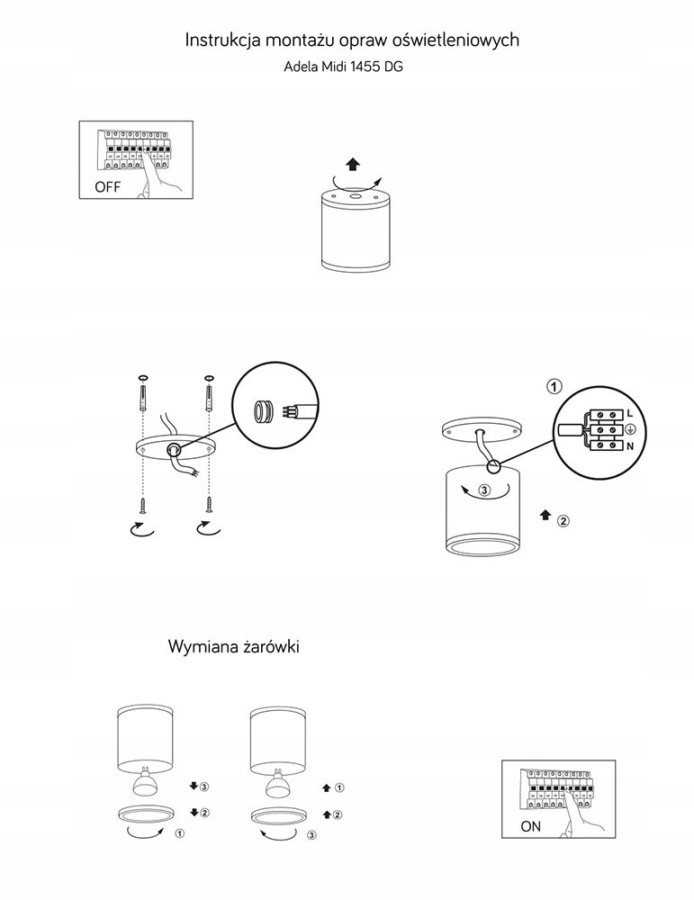 Oprawa zewnętrzna spot Adela Midi M1455 DG Suma Zasilanie sieciowe