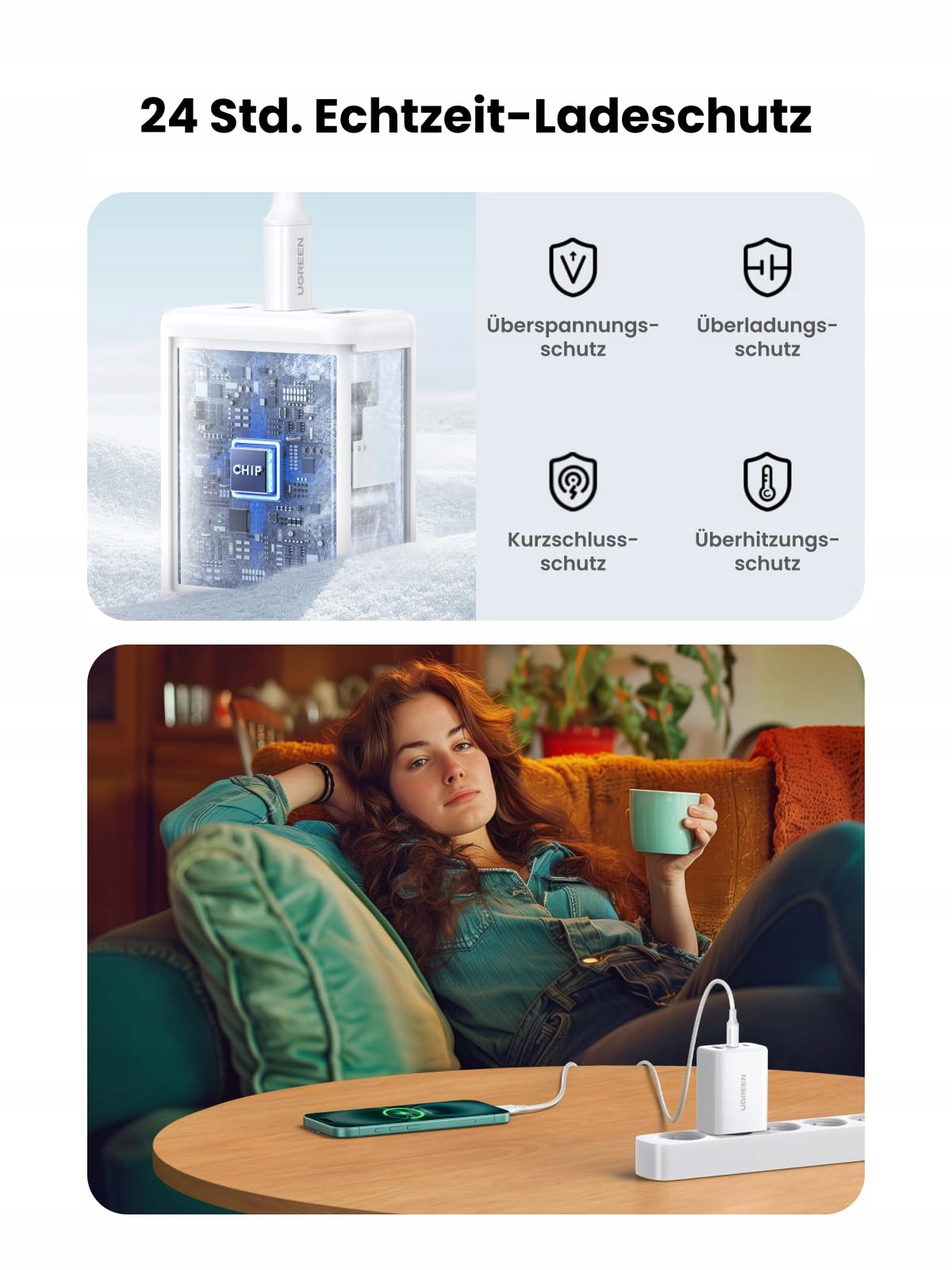 UGREEN Ładowarka USB C, 65 W, 3 porty USB-C, zasilacz PPS — miniatura 5