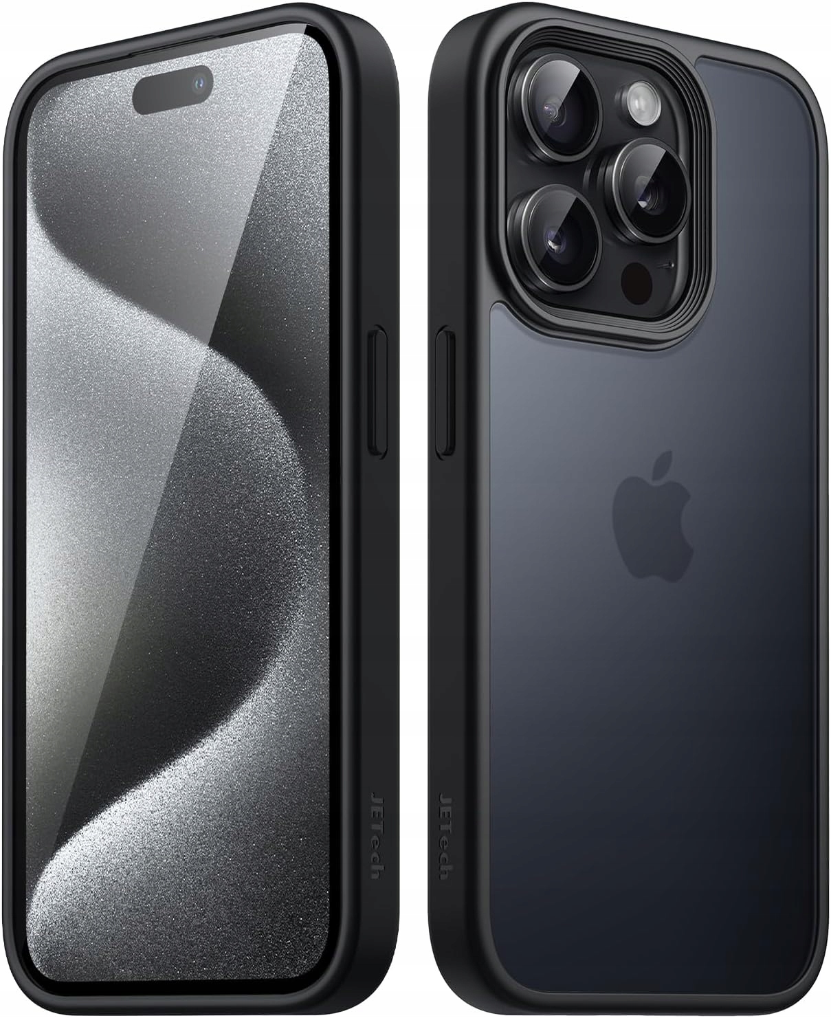 JETech Etui Plecki Matowe dla iPhone 15 Pro Półprzezroczyste Czarny