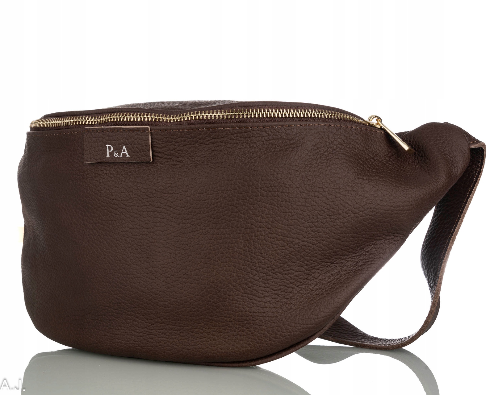Dámská kožená ledvinka velká crossbody kabelka z kůže na boky prostorná