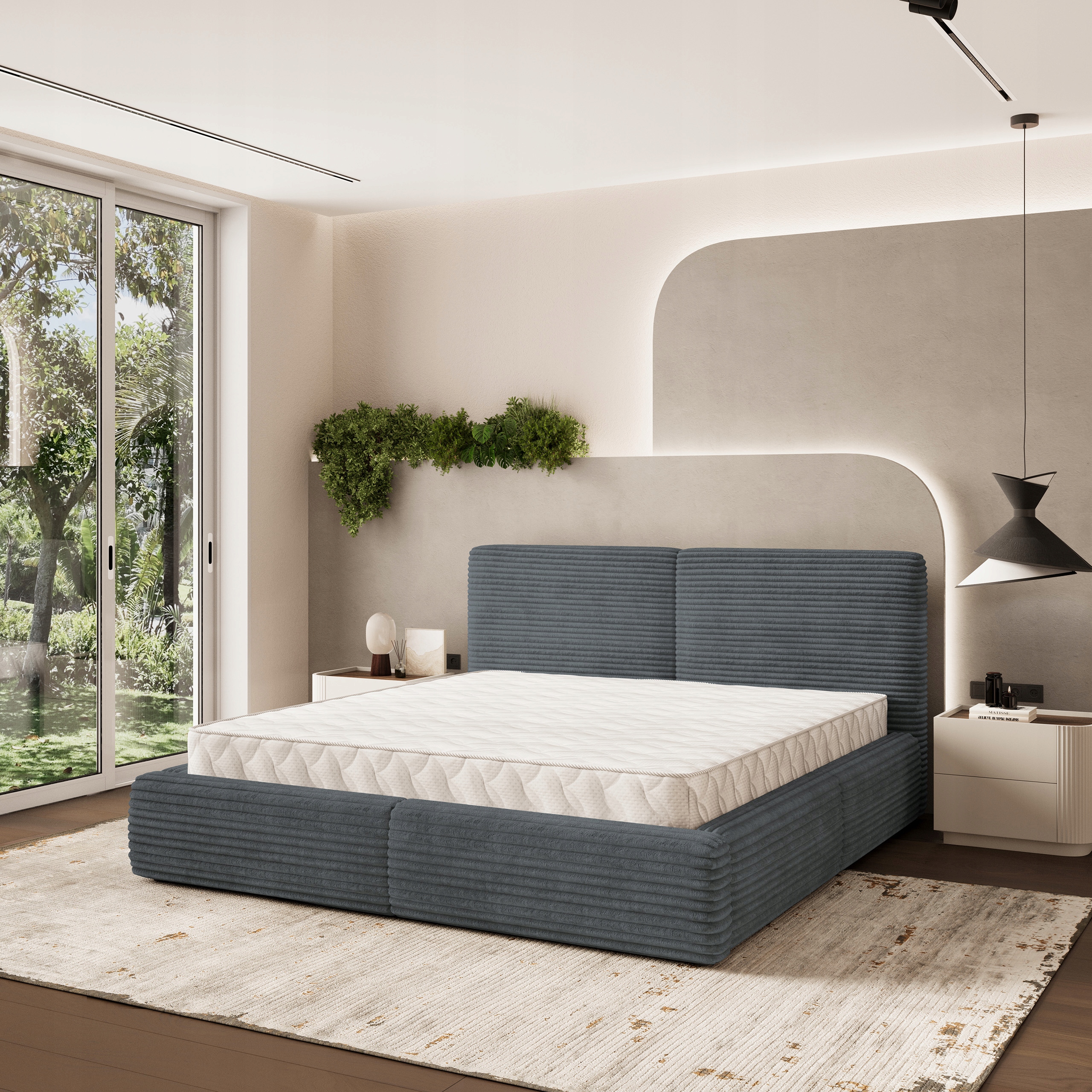 Čalouněná postel Feluro 200 x 200 cm pohodlná komfortní šedá