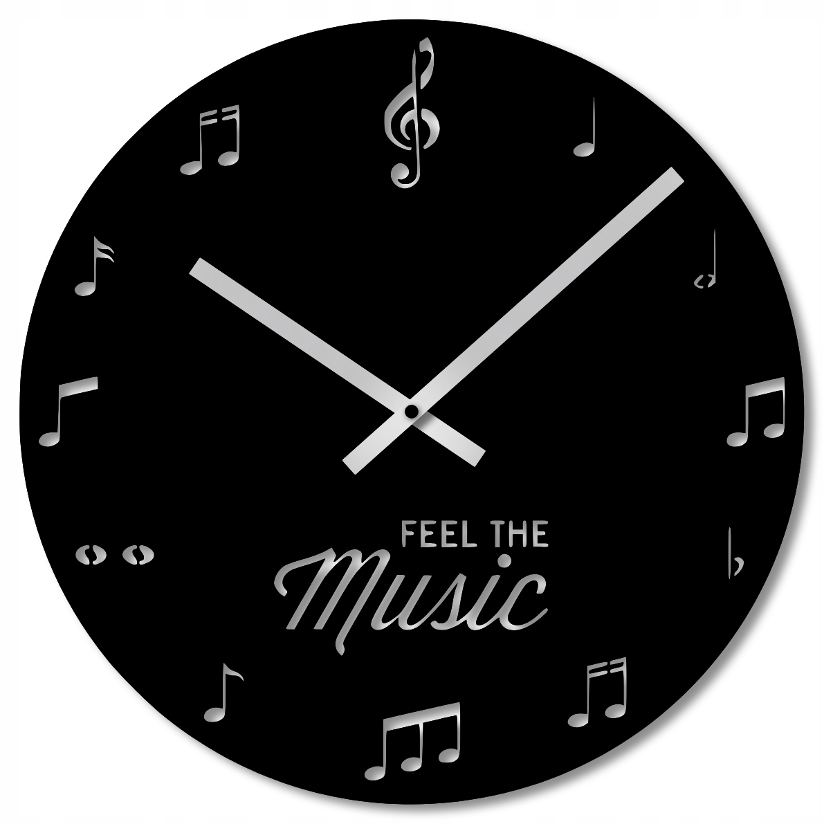 Nástěnné Hodiny 40 cm Nástěnné Hodiny Velké Dřevěné Hodiny Černé Noty Hudba