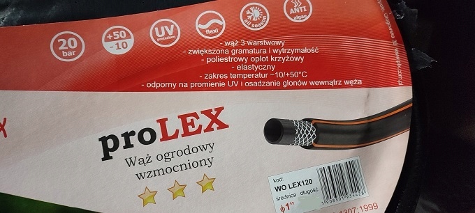 

Wąż ogrodowy 1" x 1m. wzmocniony Prolex 059