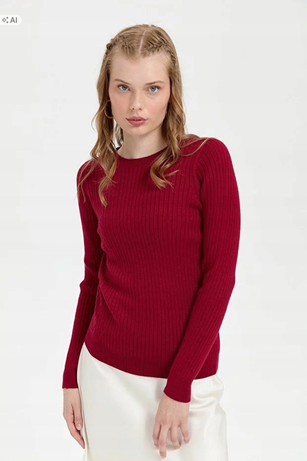 Žebrovaný, Přiléhavý Dámský Svetr V Elegantním Stylu, Velikost 5IA