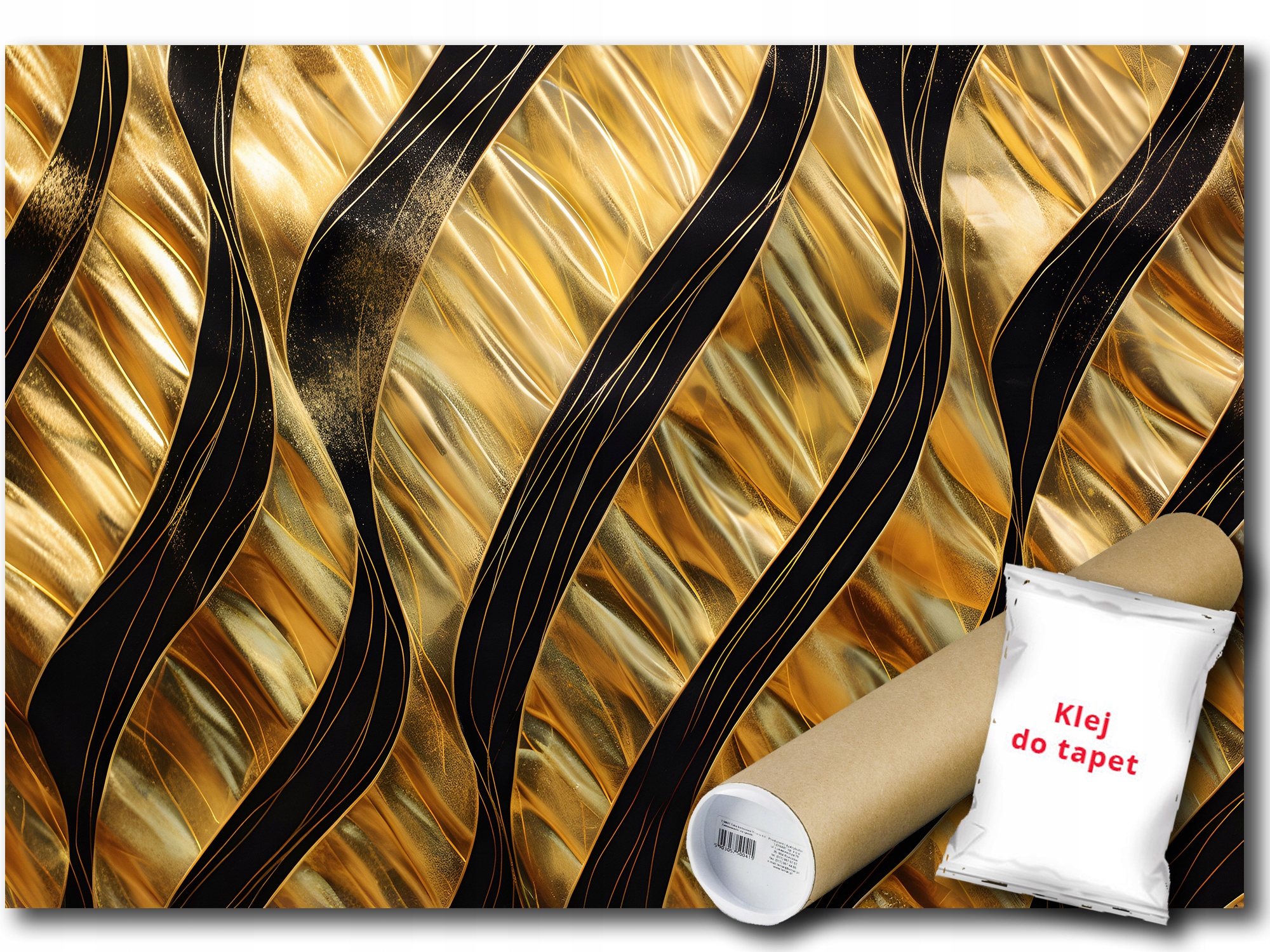 Fototapeta Flizelina Abstrakce Vlny Linie Černá Zlato 312x219