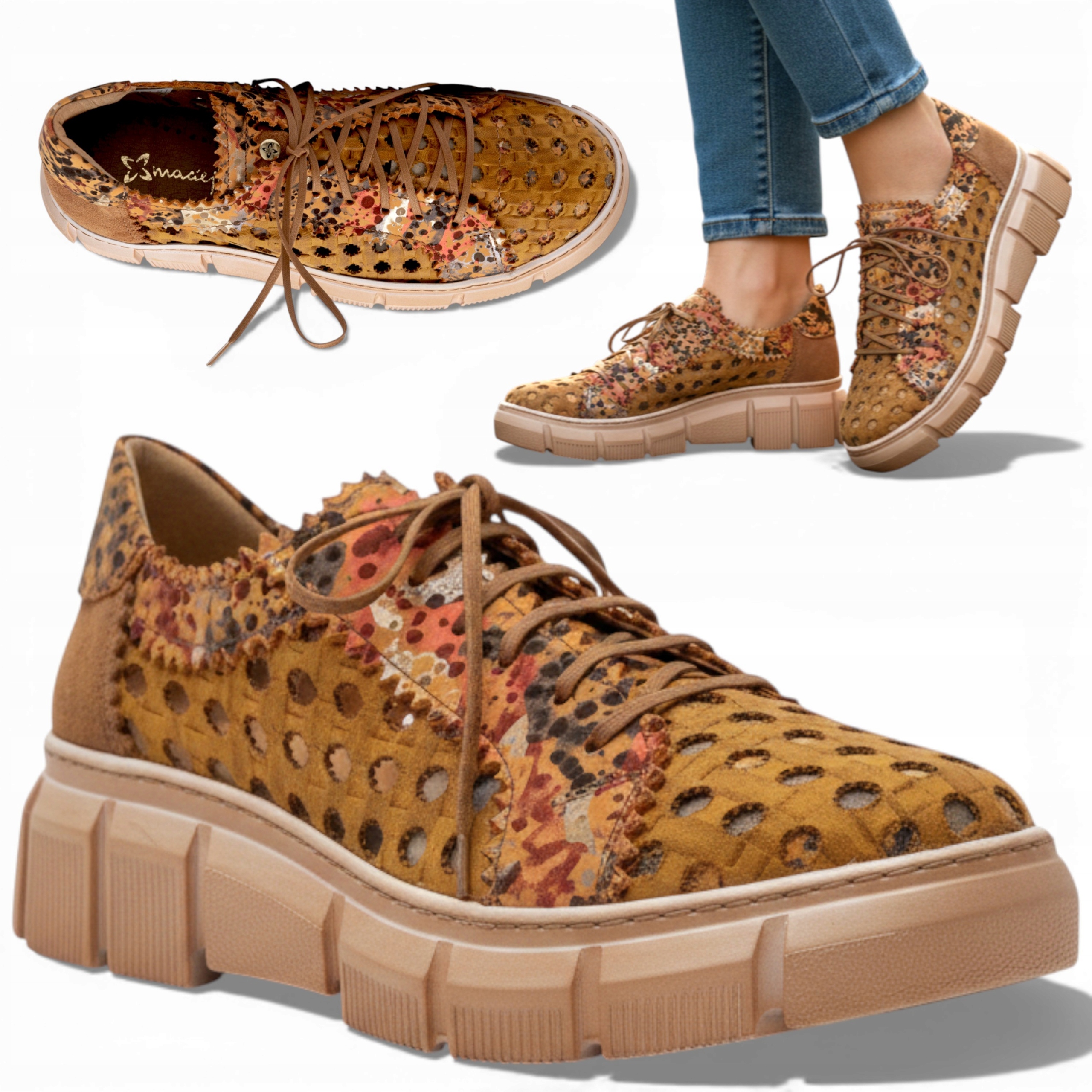 Maciejka 37 Dámské sportovní boty Kůže Přírodní tenisky Jaro Léto