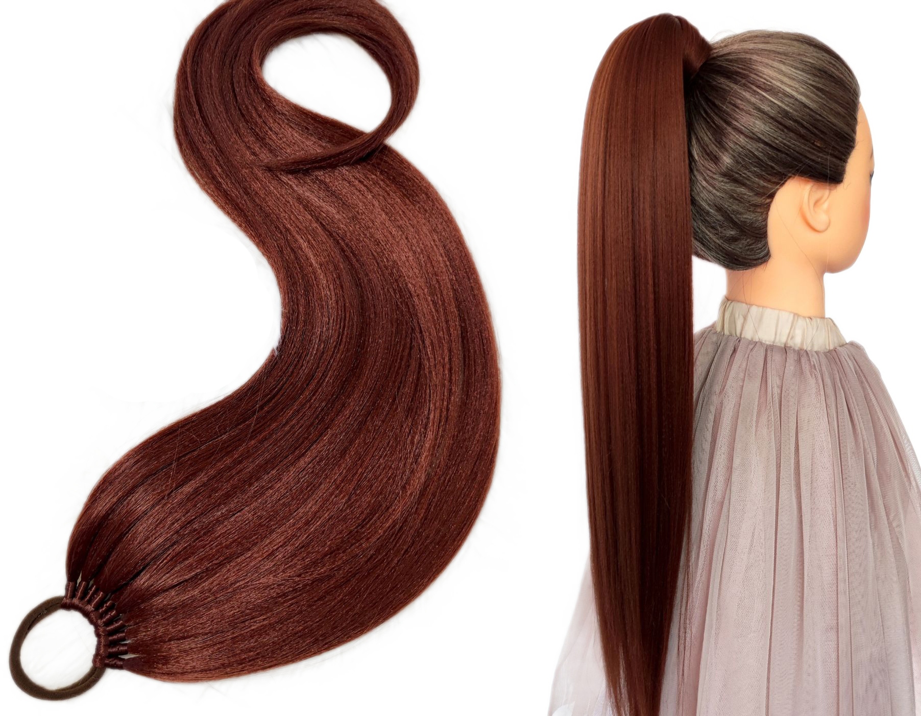 Připínací poník na gumičce, Příčesek, kaštanově hnědá, Kaštanová Nimfa, 60 cm