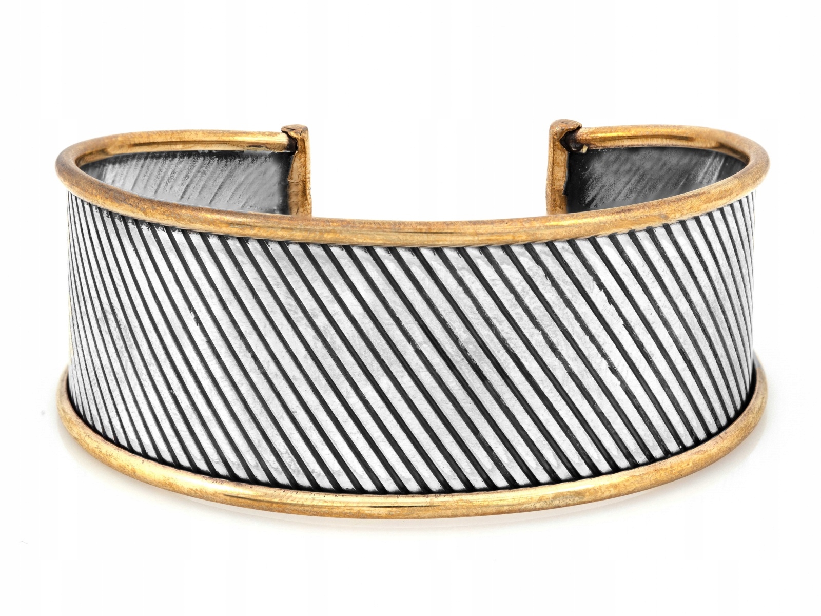 Dámský náramek ze stříbra 925 široký Bangle s pozlacením, zdobený