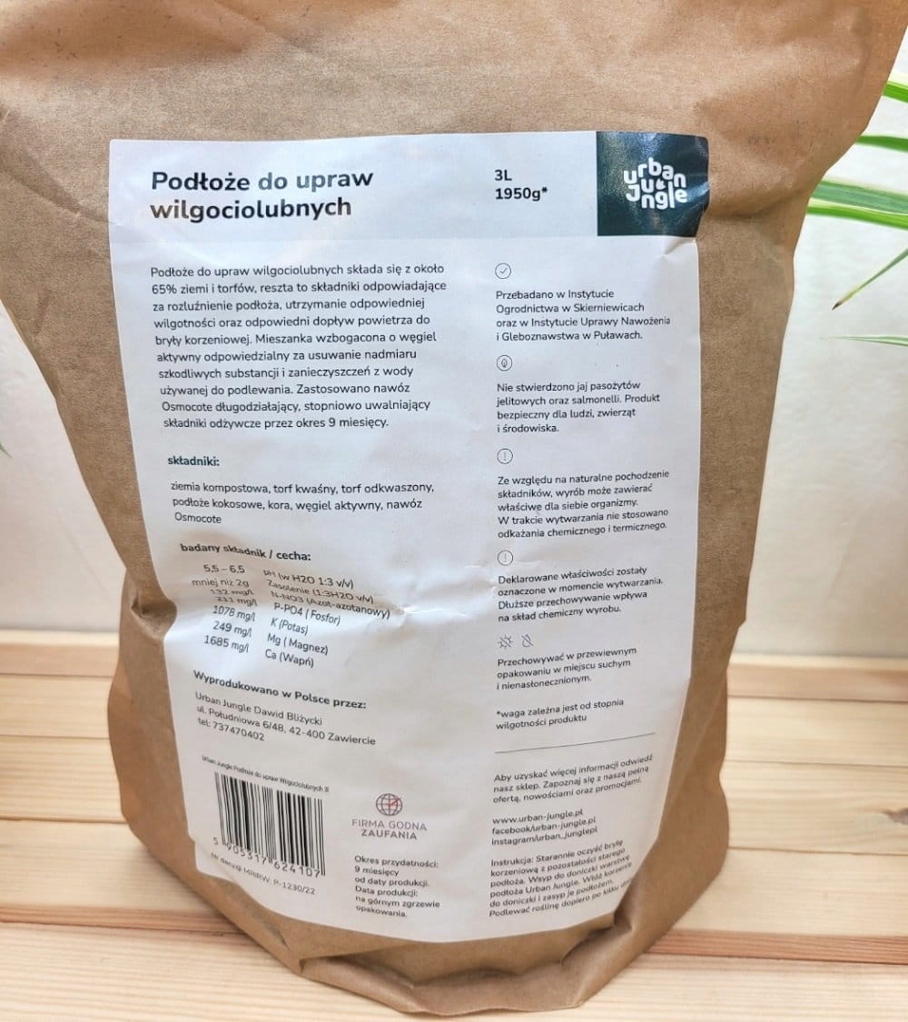 Podłoże do roślin WILGOCIOLUBNYCH ziemia BIGOS 3L Stan opakowania oryginalne