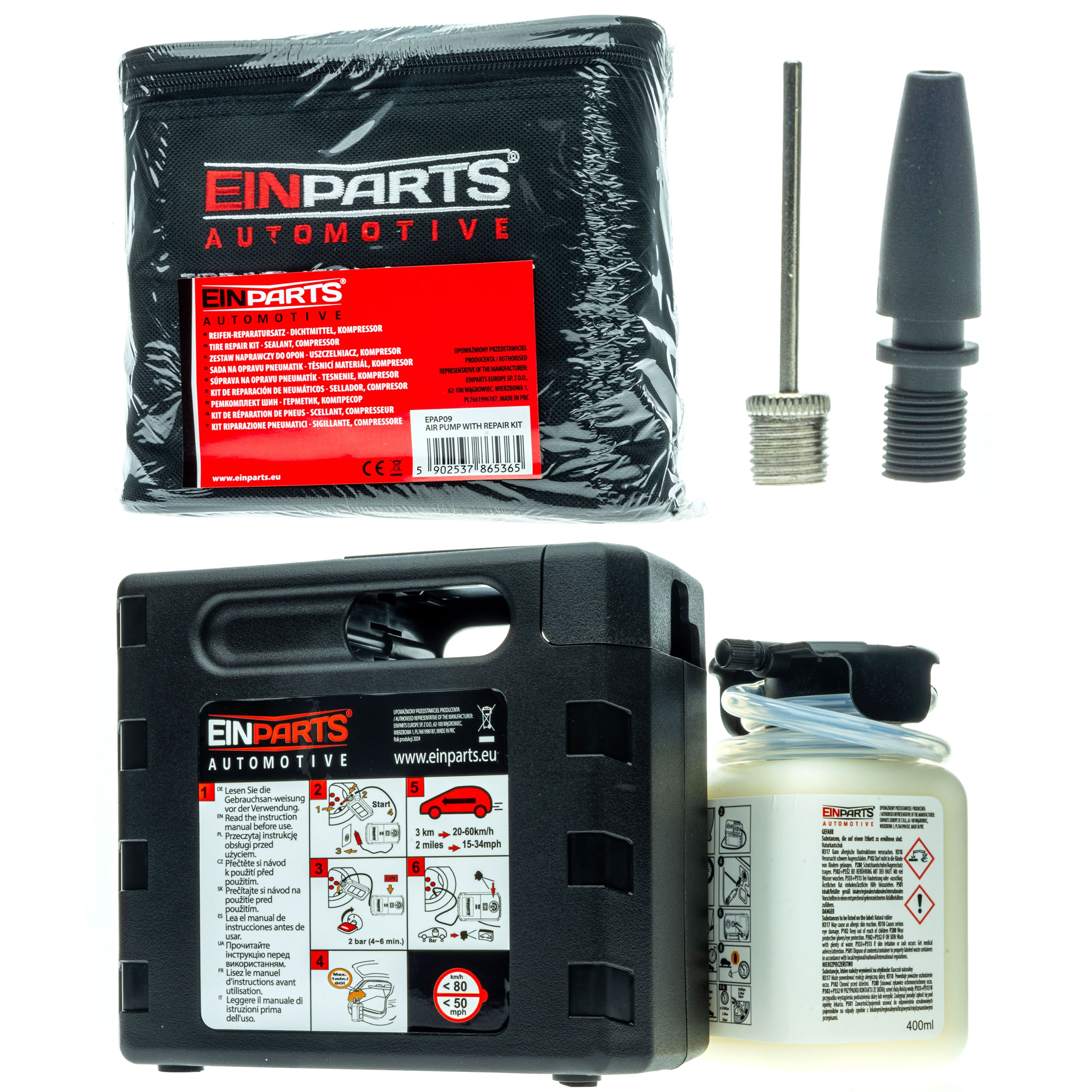 Opravná Sada Na Pneumatiky Pneumatik Bez Demontáže Těsnicí Látka 400ml Kompresor