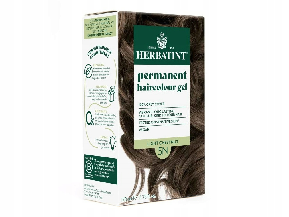 Herbatint přírodní permanentní barva na vlasy bez amoniaku 5N světle