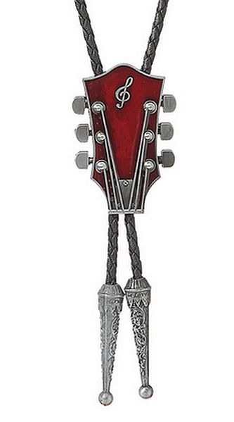 Gryf kytary červený bolo kravata country western pletenina přírodní kůže