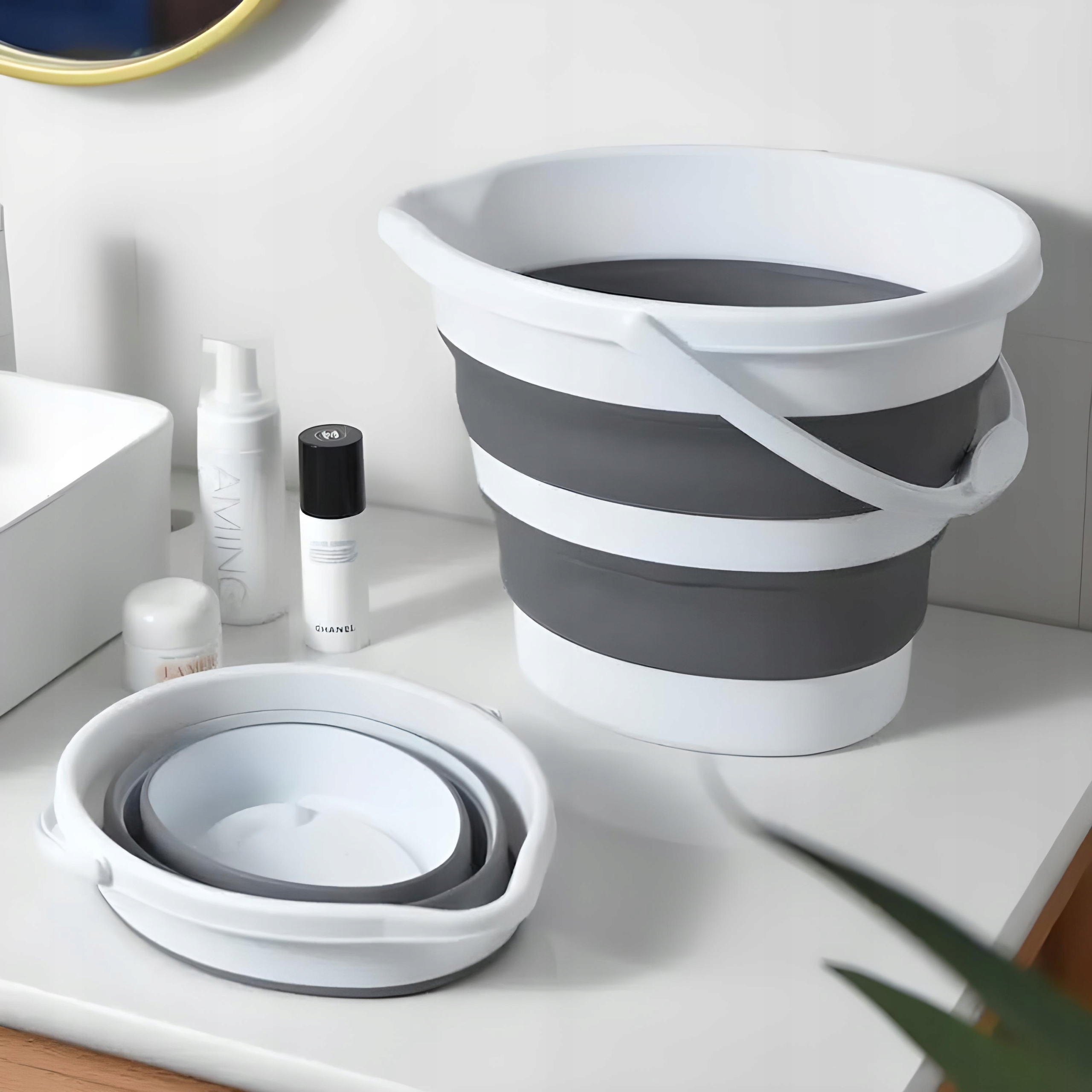 WIADRO silikonowe wiaderko składane 10 L duże turystyczne Z RĄCZKĄ silikon Marka Gockowiak