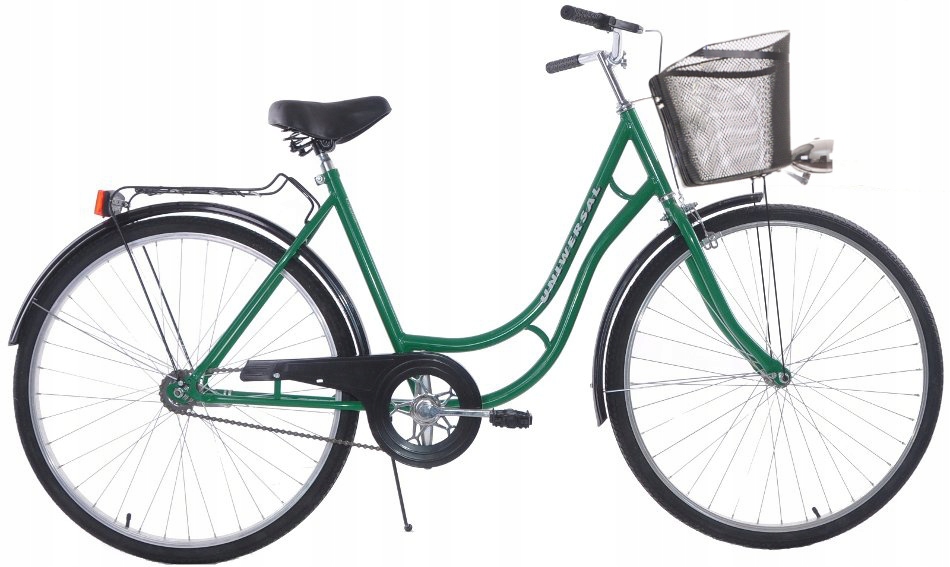 Rower Damski Damka Męski Miejski Retro Uniwersal 28 Kosz Zielony