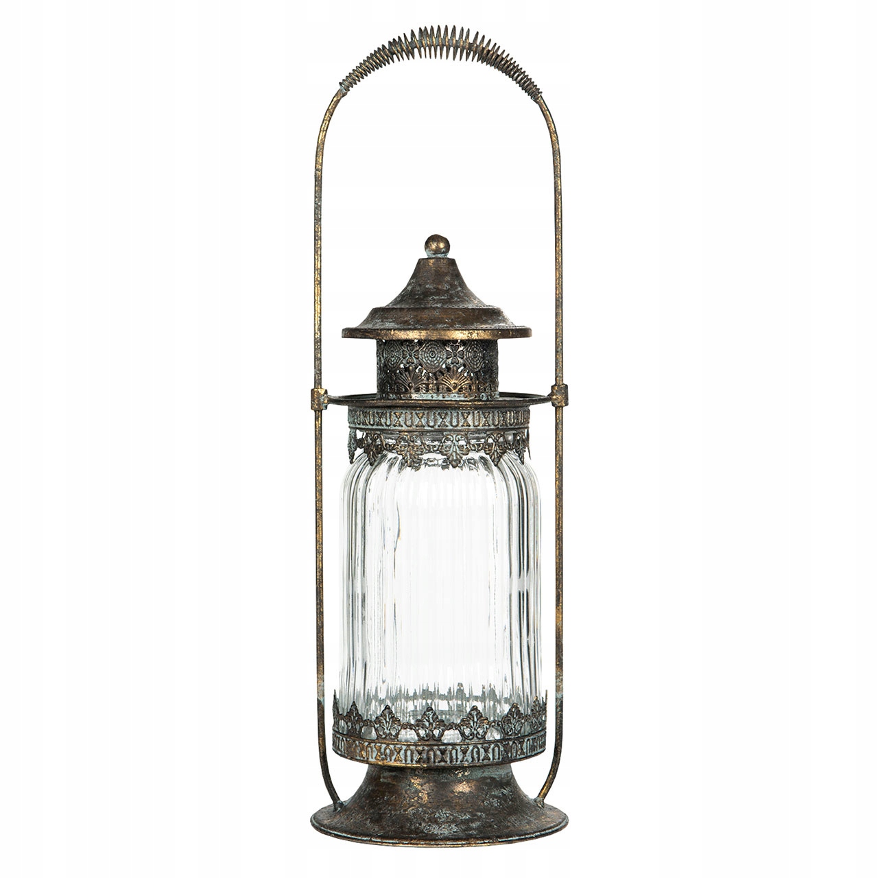 Lampion Retro Vintage staré zlato stojící závěsný, výška 43 cm