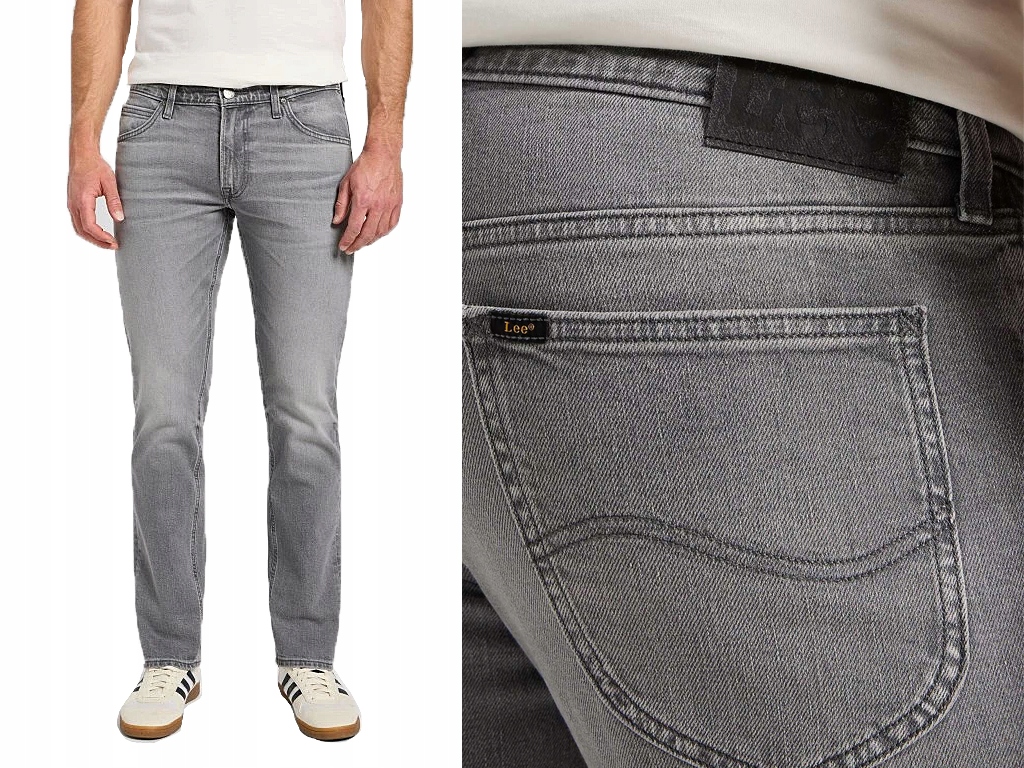 Pánské šedé jednoduché džínové kalhoty Lee Daren Zip Fly Washed Out W36 L30