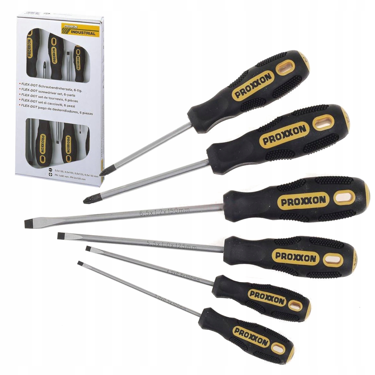 Proxxon Zestaw śrubokrętów wkrętaki PH+Płaskie 6 szt Flex-dot komplet 22604
