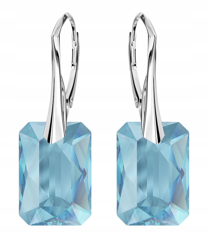 Stříbrné Náušnice 925 Závěsné Krystaly Obdélníky Dámské jako Dárek Krásné