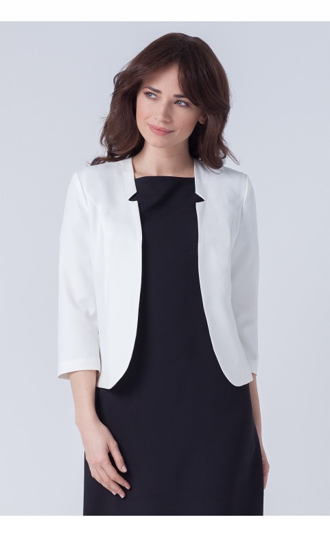 NIEZAPINANY ELEGANCKI ŻAKIET BOLERKO ECRU 36