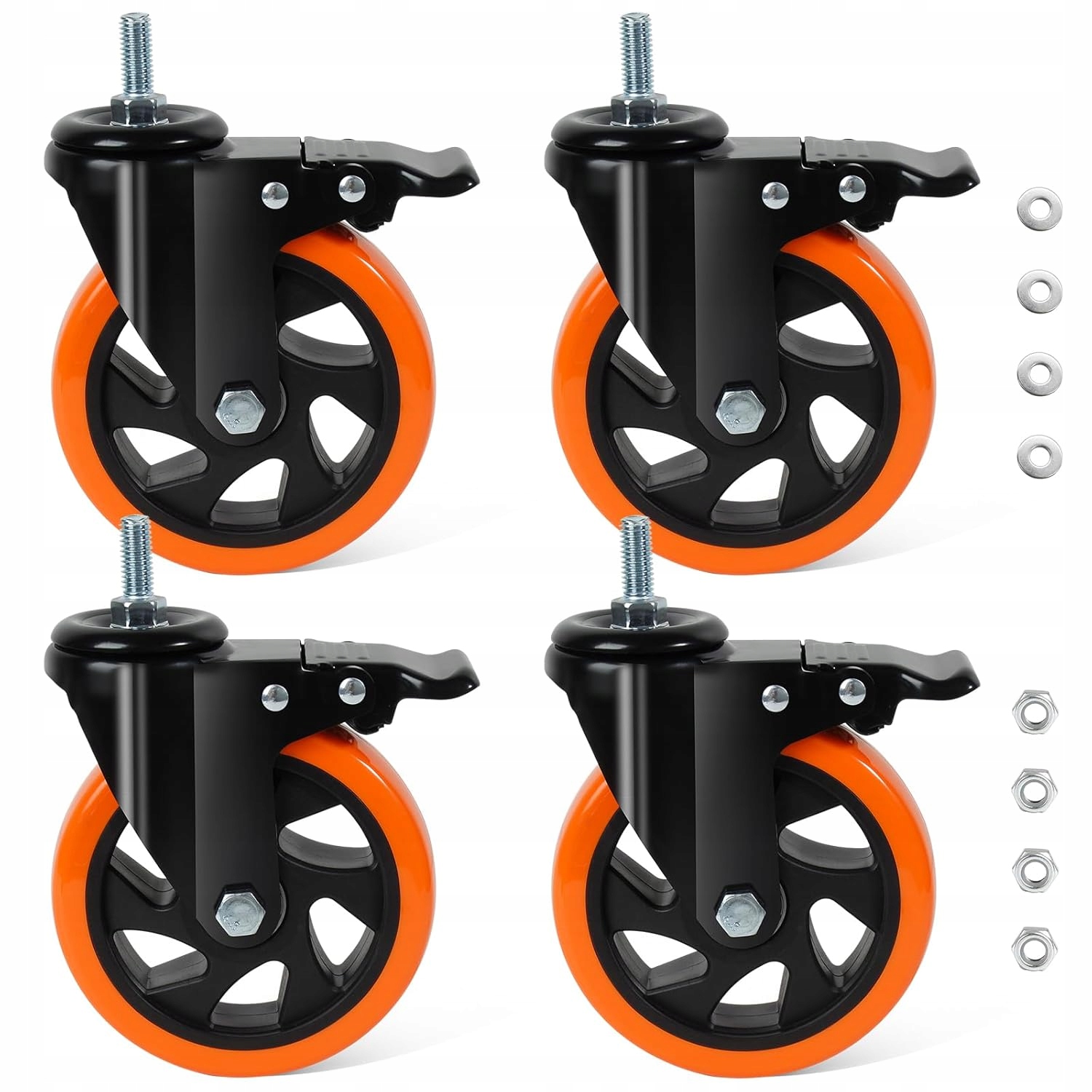 Kolečka na nábytek 125 mm M10 Baolihui – otočná, s brzdou, 700 kg, tichá