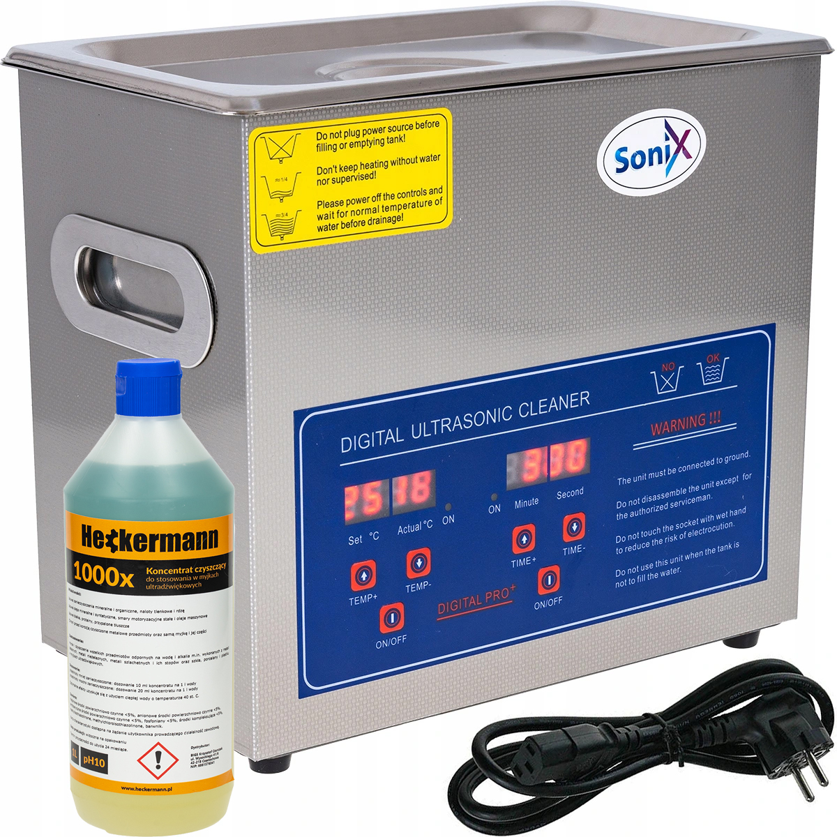 

Myjka Wanna Ultradźwiękowa 3,2L 220W + Kosz + Płyn