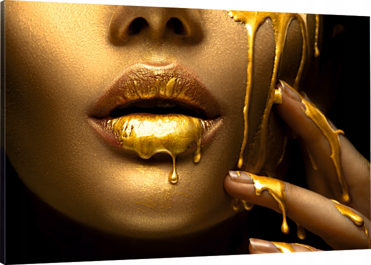 

Obraz Na Płótnie Złota Farba Usta Kobieta 110x70