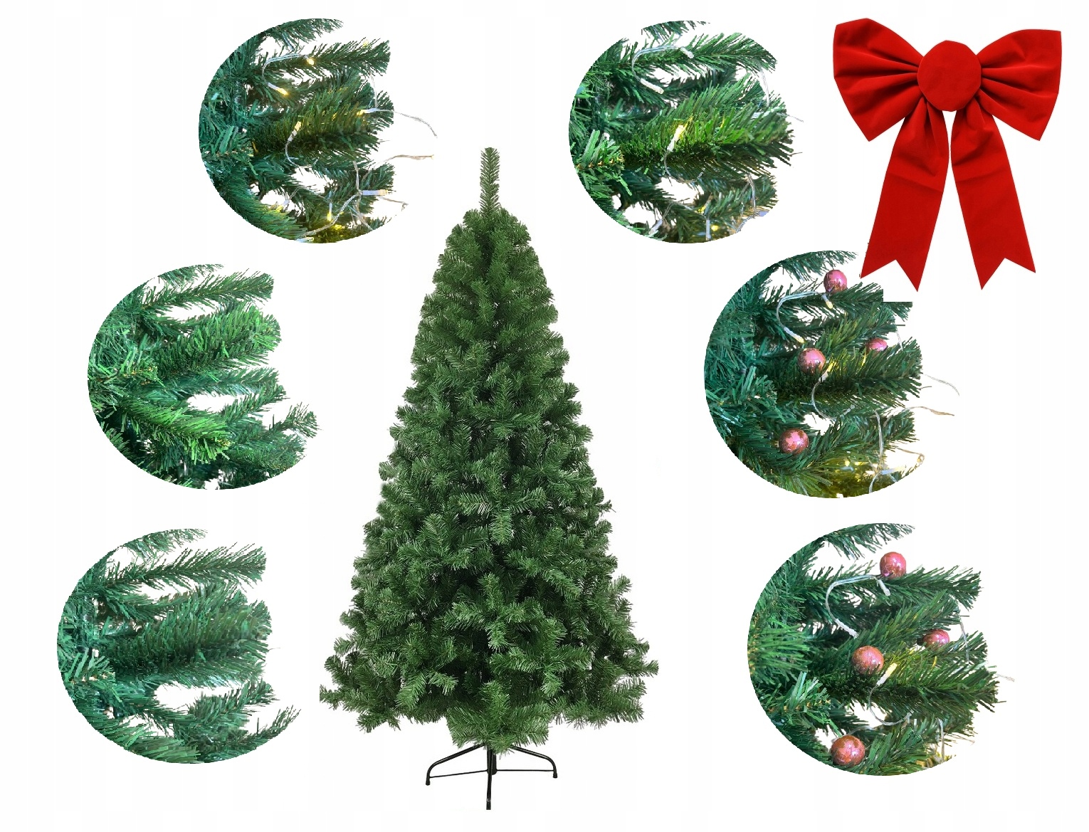 Umelý vianočný stromček Jedľa Hustá Prírodná Zelená Živá S Stojanom 210CM