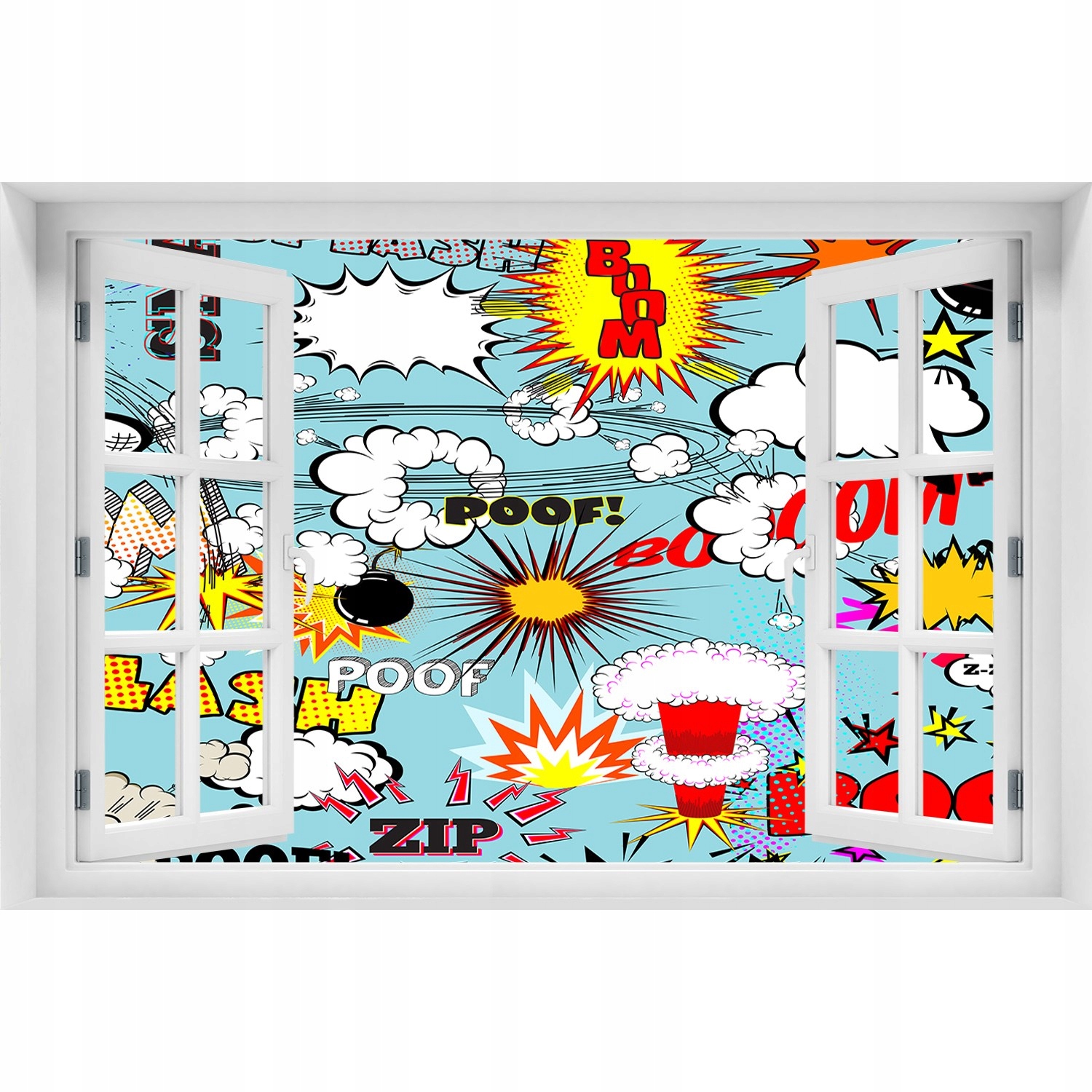 

3D Okno Naklejka na ścianę samoprzylepna Komiks