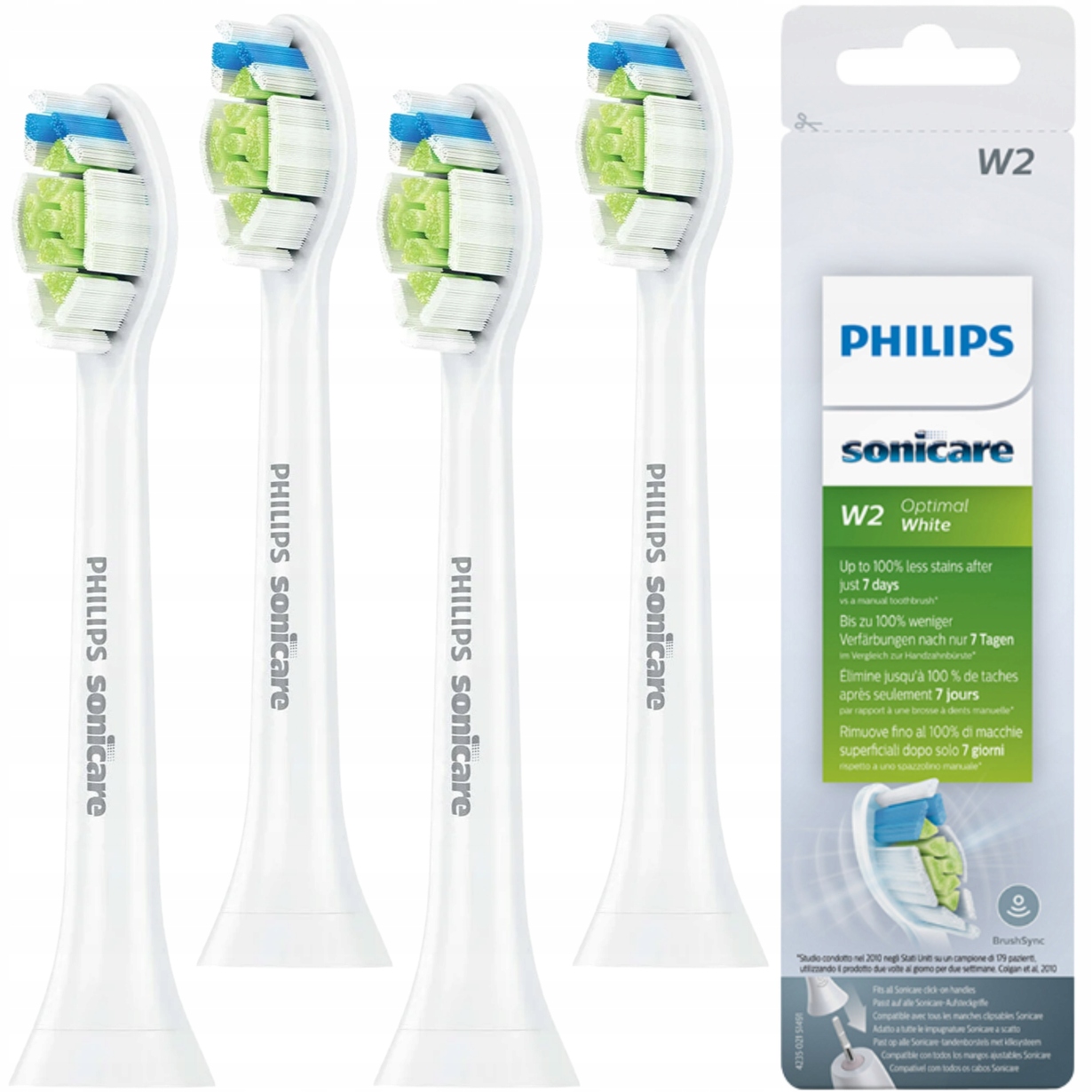 4x Końcówki wybielające Philips Sonicare W2 Optimal White HX6064/10 białe