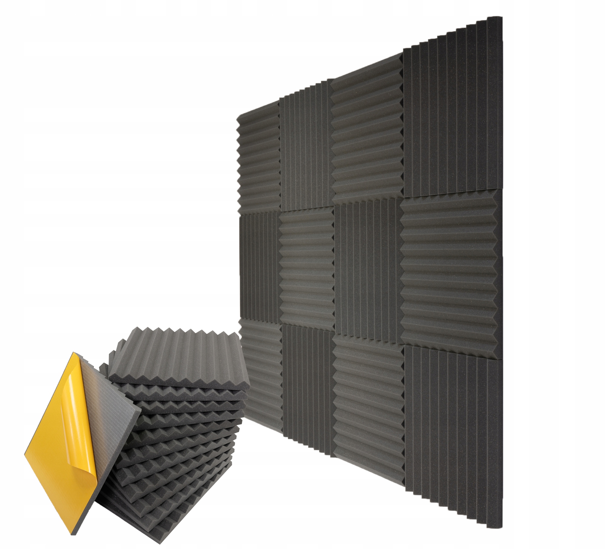 Sada Samolepících akustických panelů Klinů 4 cm, pyramida 12 Ks