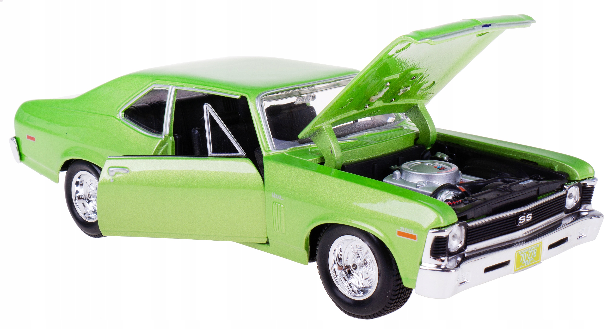 Chevrolet Nova Ss 1970 Model Kovový Maisto 1:24 Zelený