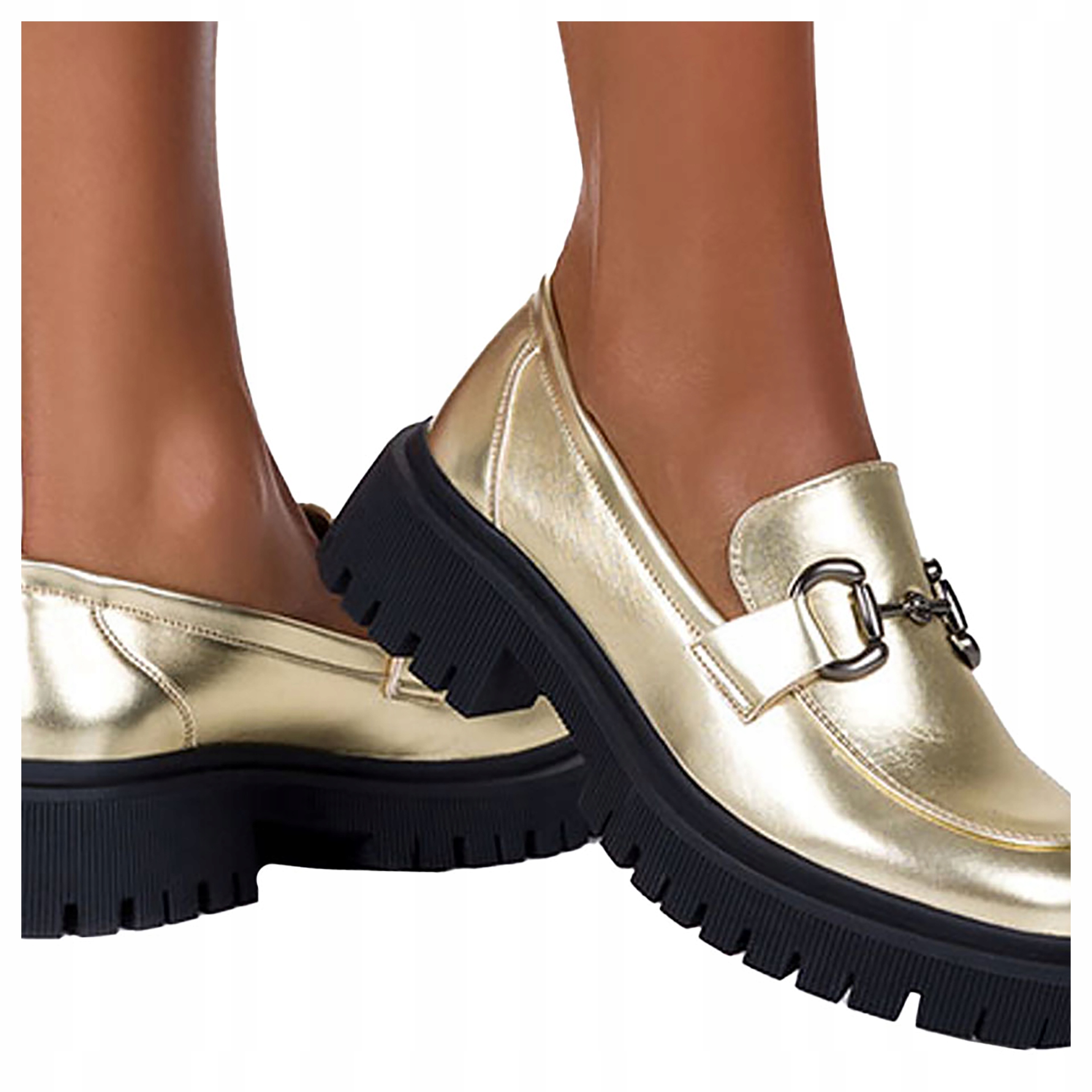 MOKASYNY PÓŁBUTY DAMSKIE WSUWANE MODNA SPRZĄCZKA STABILNA PLATFORMA r 38