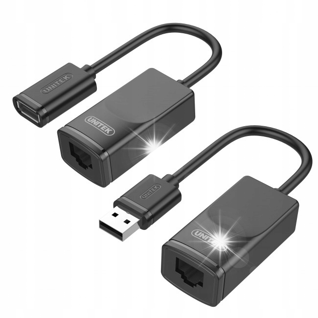 UNITEK Przedłużacz extender USB skrętka RJ45 60m