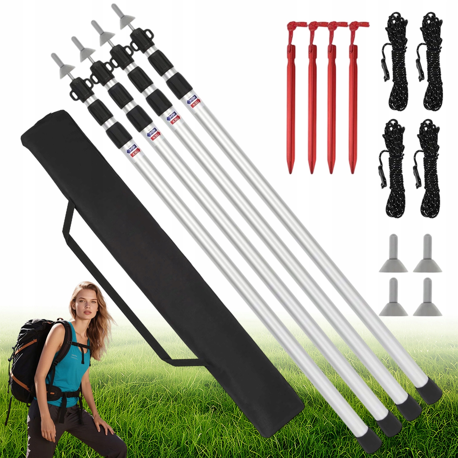 4 Ks Stožárů Stanu, Teleskopické Sloupky, Odolný 90-230 CM, Hliníková Slitina